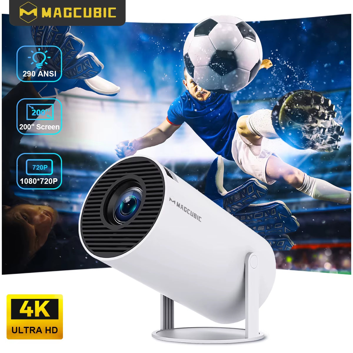 Elevate Your Entertainment with the HY300 PRO 8K Android Projector - Dual WiFi 6, 290 ANSI Lumens, and Stunning 1280x720 Resolution for Home and Outdoor Cinema