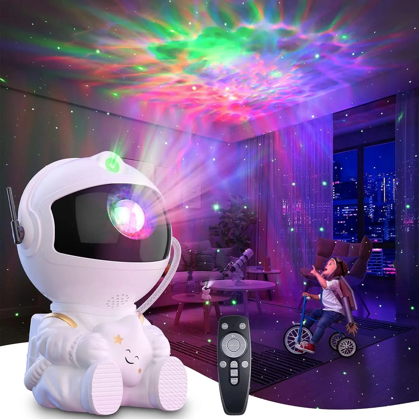 Transform Your Child's Room with the Rocket Astronaut Galaxy Projector Night Light - 12 Stunning Starry Sky Projections!