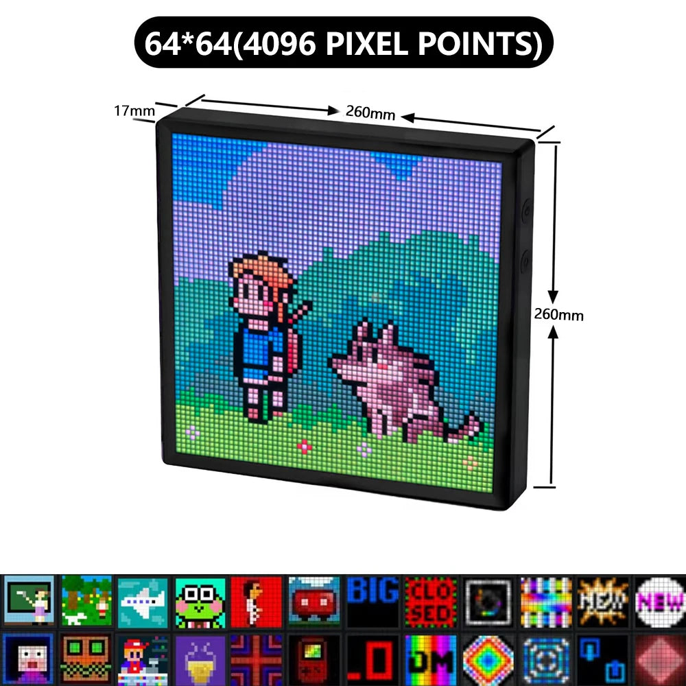 Transform Your Space with the LED Pixel Matrix Bluetooth Smart Display - Create Stunning Art, Gaming, and Anime Room Decor with App Control!